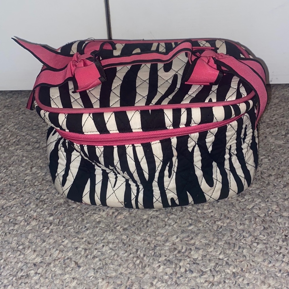 Zebra print cosmetics bag